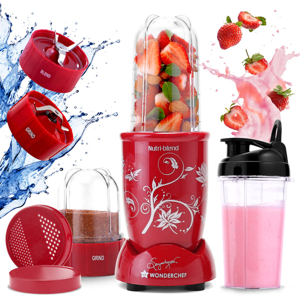 Nutri-blend Mixer Grinder Blender, Smoothie Maker, 3 Unbreakable Jars (Blending, Grinding, and Sipper Jar), 500W 22000 RPM 100% Full Copper Motor, SS Blades, 2 Year Warranty, Red