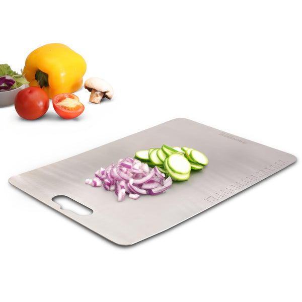 Ambrosia Stainless-steel Vegetable Chopping Board for Kitchen | Heavy-duty Material | Crack and Warp Resistant | Non-porous | Sturdy Surface | Light-weight | Easy to Clean | 1-Year Warranty