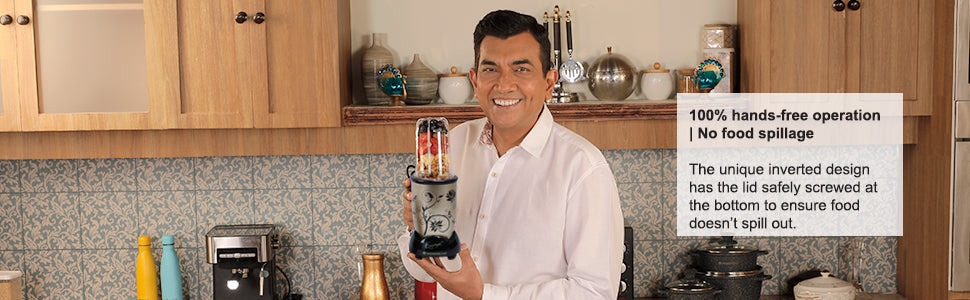 Nutri-blend 500W Juicer Mixer Grinder | Smoothie Maker Blender | 22,000 RPM Full Copper Motor | 2 Unbreakable Jars | Free Recipe Book by Chef Sanjeev Kapoor | 2 Year Warranty | Champagne