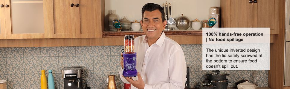 Nutri-blend Complete Kitchen Machine, 400W, 22000 RPM 100% Full Copper Motor, Mixer-Grinder, Blender, Chopper, Juicer, SS Blades, 4 Unbreakable Jars, 2 Years Warranty, Purple, Recipe Book By Chef Sanjeev Kapoor