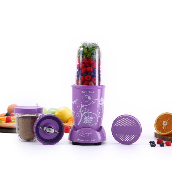 Nutri-blend 500W Juicer Mixer Grinder | Smoothie Maker Blender | 22,000 RPM Full Copper Motor | 2 Unbreakable Jars | Free Recipe Book by Chef Sanjeev Kapoor | 2 Year Warranty | Purple