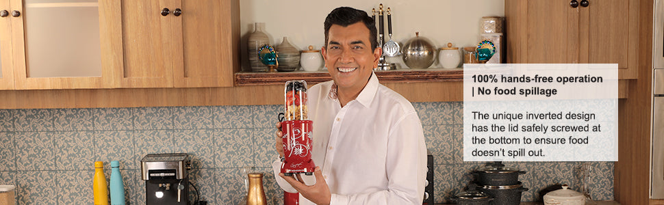 Nutri-blend 500W Juicer Mixer Grinder | Smoothie Maker Blender | 22,000 RPM Full Copper Motor | 2 Unbreakable Jars | Free Recipe Book by Chef Sanjeev Kapoor | 2 Year Warranty | Red