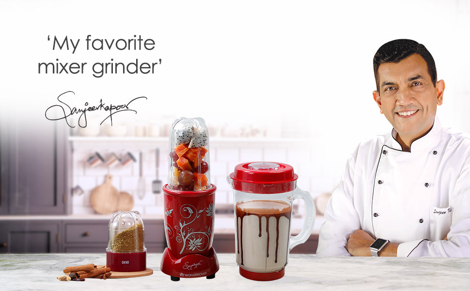 Nutri-blend Juicer, Mixer, Grinder, Blender & Smoothie Maker |500W 22000 RPM 100% Full Copper Motor | Stainless steel Blades | 3 unbreakable jars | 2 Years warranty | Recipe book by Chef Sanjeev Kapoor | Red