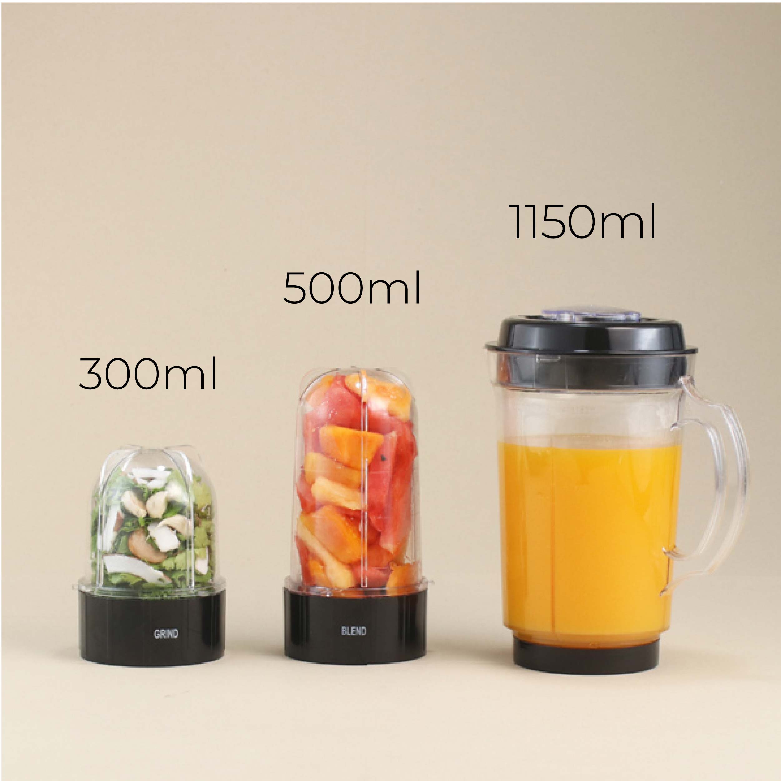 Nutri-blend Juicer, Mixer, Grinder, Blender & Smoothie Maker | 500W 22000 RPM 100% Full Copper Motor | Stainless steel Blades | 3 unbreakable jars | 2 Years warranty | Recipe book by Chef Sanjeev Kapoor | Champagne
