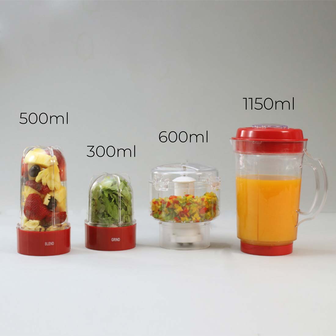 Nutri-blend Juicer, Mixer, Grinder, Smoothie Maker & Chopper | Complete Kitchen Machine | 22000 RPM Blender, Chopper, Juicer | 500W 100% Full Copper Motor | SS Blades | 4 Unbreakable Jars | 2 Years Warranty | Recipe Book By Chef Sanjeev Kapoor | Red