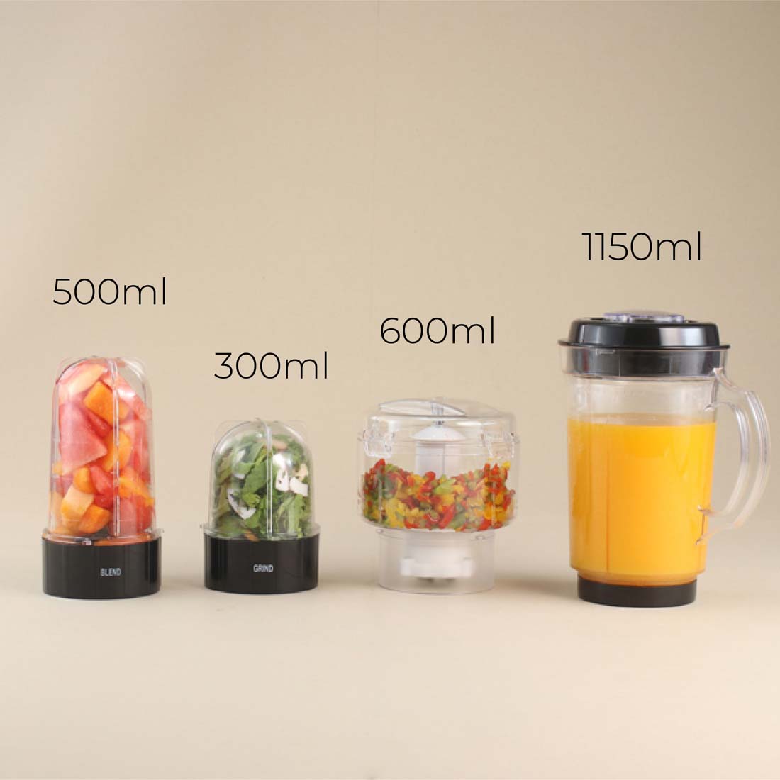 Nutri-blend Juicer, Mixer, Grinder, Smoothie Maker & Chopper | Complete Kitchen Machine | 22000 RPM Blender, Chopper, Juicer | 500W 100% Full Copper Motor | SS Blades | 4 Unbreakable Jars | 2 Years Warranty | Recipe Book By Chef Sanjeev Kapoor | Champagne